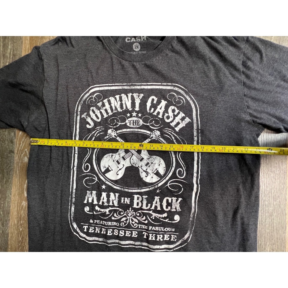 Johnny Cash T-Shirt Mens 2X Charcoal Gray Man in Black Tennessee Three Graphic - Picture 3 of 6